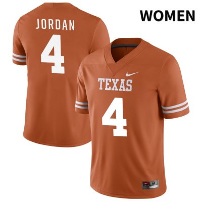 Texas Longhorns Women's #4 Austin Jordan Authentic Orange NIL 2022 College Football Jersey JSJ57P1M